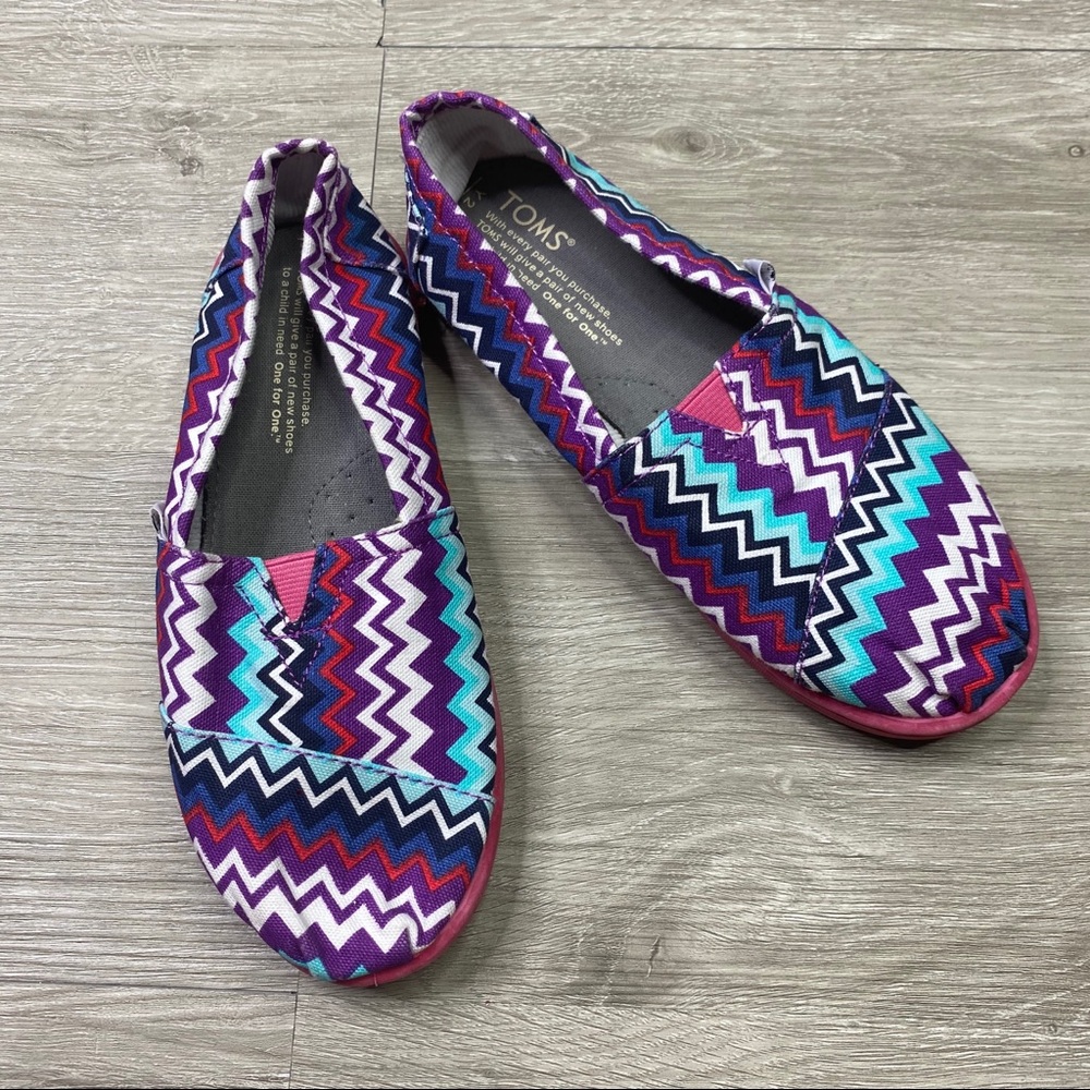Toms Purple Pink Zigzag Alpargata Shoes